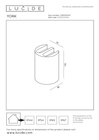 Lucide YORK - Wall spotlight / Wall light Indoor/Outdoor - LED - 4x1,2W 2700K - IP54 - Rust Brown